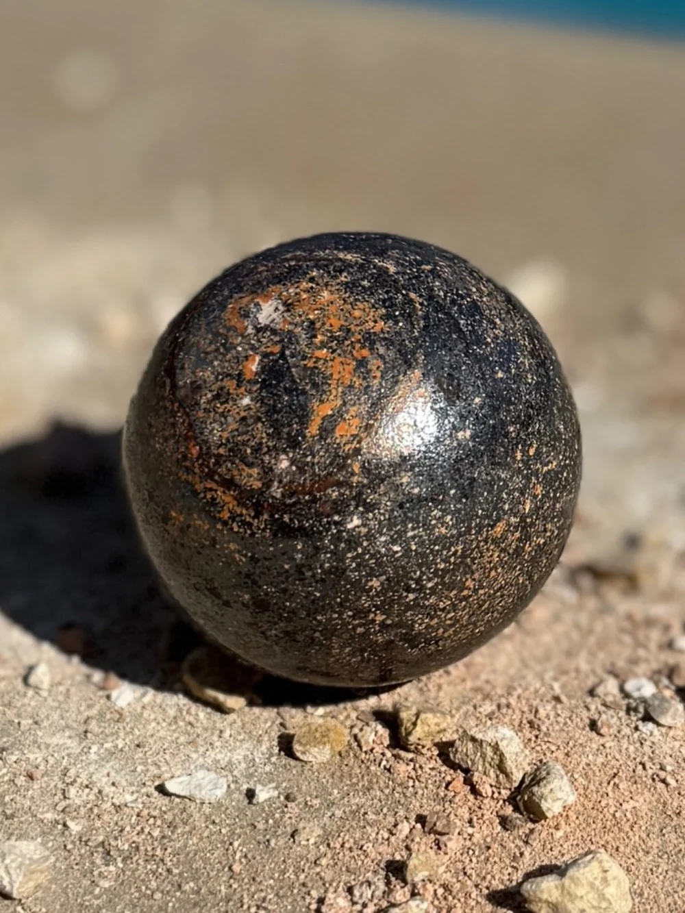 Lake Superior Patina Hematite Crystal Sphere/Dark Grey Metallic Crystal Ball